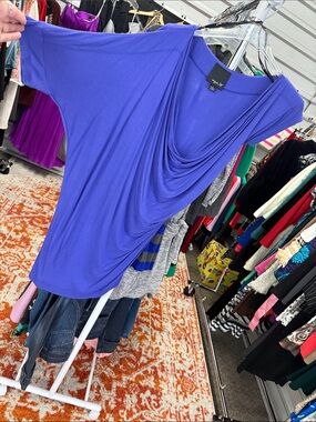 Aryn K Draped V-Neck Top — Royal Blue